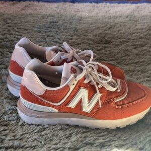 New Balance Women's Orange and White Sneakers